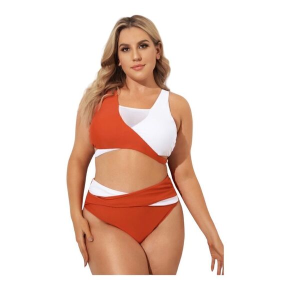 NWT “Meet Curve” Red & White Wrap Fashion Bikini Set Size Large - Picture 3 of 10